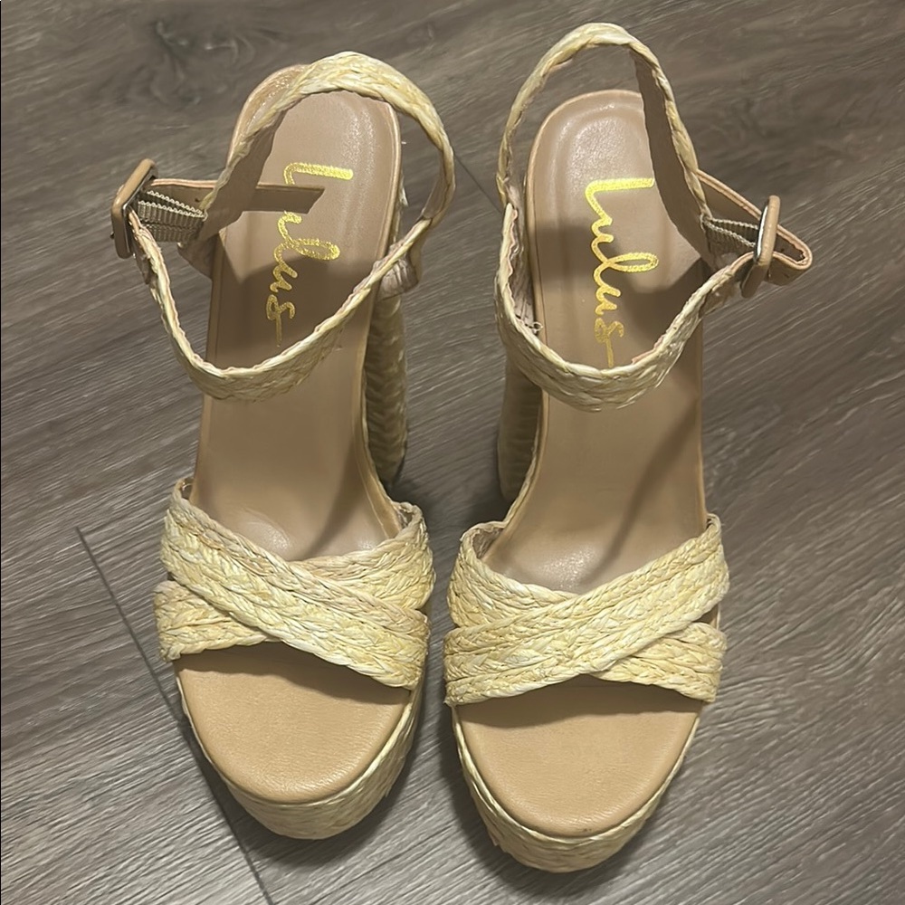 Lulu's Tan Espadrille Wedge Sandals